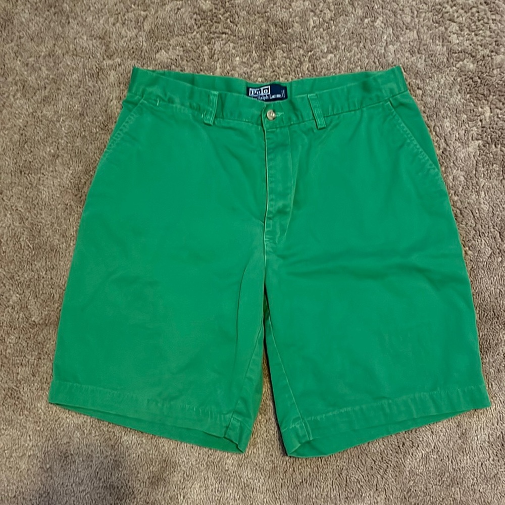 Green polo shorts